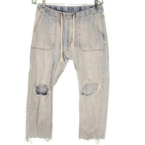 One Teaspoon Womens Shabbies‎ Drawstring Crop Jeans Small - STAIN